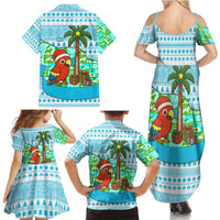 Honduras Christmas Family Matching Summer Maxi Dress and Hawaiian Shirt with Santa Parrot Palm Tree and Tropical Gift Pattern Design - Wonder Print Shop