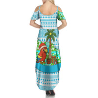Honduras Christmas Family Matching Summer Maxi Dress and Hawaiian Shirt with Santa Parrot Palm Tree and Tropical Gift Pattern Design - Wonder Print Shop