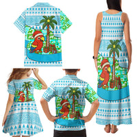 Honduras Christmas Family Matching Tank Maxi Dress and Hawaiian Shirt with Santa Parrot Palm Tree and Tropical Gift Pattern Design - Wonder Print Shop
