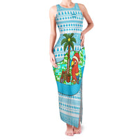 Honduras Christmas Family Matching Tank Maxi Dress and Hawaiian Shirt with Santa Parrot Palm Tree and Tropical Gift Pattern Design - Wonder Print Shop