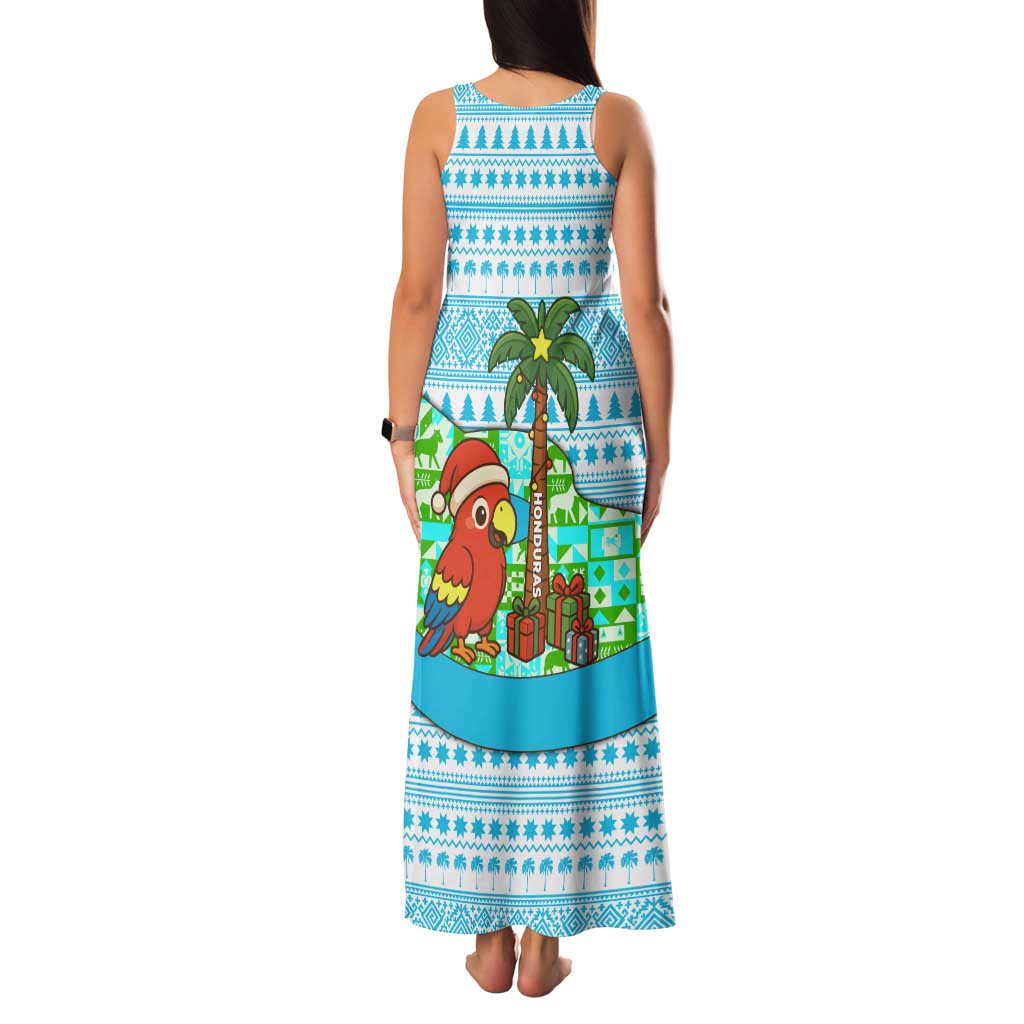Honduras Christmas Family Matching Tank Maxi Dress and Hawaiian Shirt with Santa Parrot Palm Tree and Tropical Gift Pattern Design - Wonder Print Shop