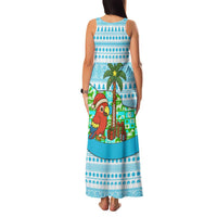 Honduras Christmas Family Matching Tank Maxi Dress and Hawaiian Shirt with Santa Parrot Palm Tree and Tropical Gift Pattern Design - Wonder Print Shop