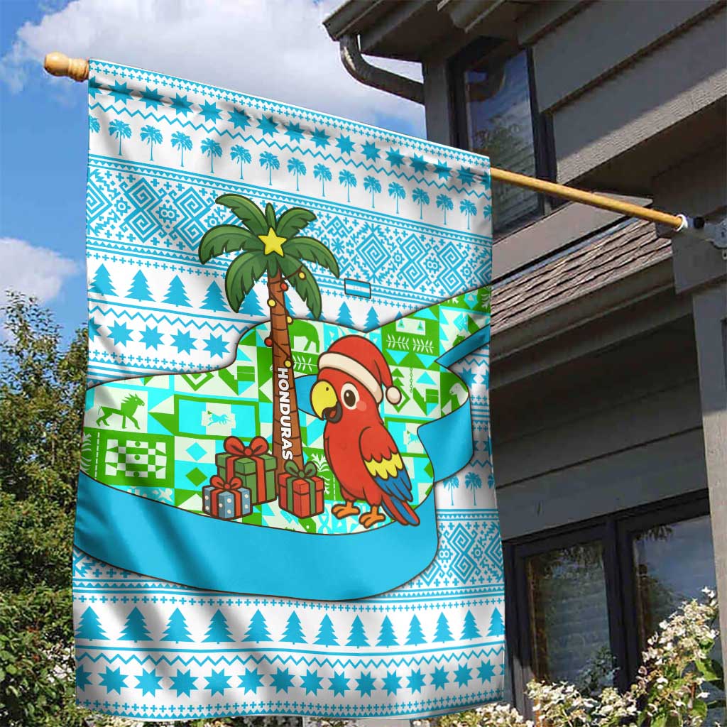 Honduras Christmas Garden Flag with Santa Parrot Palm Tree and Tropical Gift Pattern Design - Wonder Print Shop