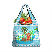 Honduras Christmas Grocery Bag with Santa Parrot Palm Tree and Tropical Gift Pattern Design - Wonder Print Shop