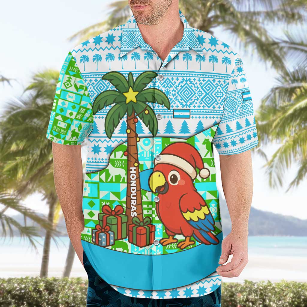 Honduras Christmas Hawaiian Shirt with Santa Parrot Palm Tree and Tropical Gift Pattern Design - Wonder Print Shop