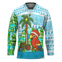 Honduras Christmas Hockey Jersey with Santa Parrot Palm Tree and Tropical Gift Pattern Design - Wonder Print Shop