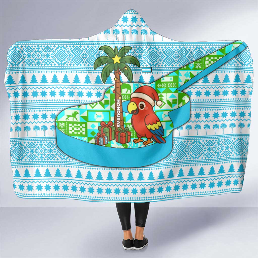 Honduras Christmas Hooded Blanket with Santa Parrot Palm Tree and Tropical Gift Pattern Design - Wonder Print Shop