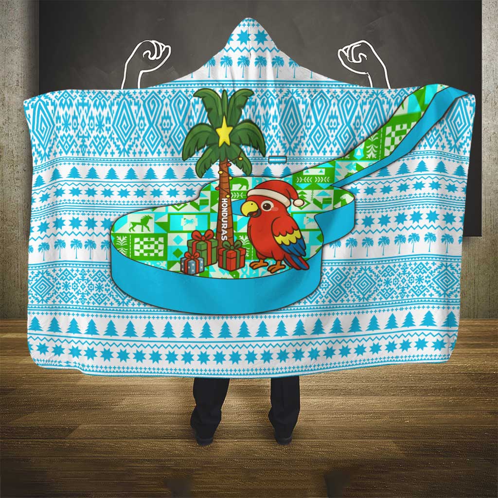 Honduras Christmas Hooded Blanket with Santa Parrot Palm Tree and Tropical Gift Pattern Design - Wonder Print Shop