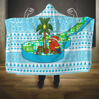 Honduras Christmas Hooded Blanket with Santa Parrot Palm Tree and Tropical Gift Pattern Design - Wonder Print Shop