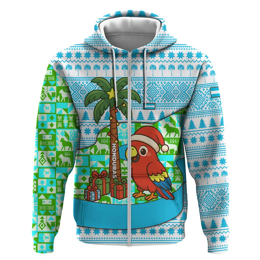 Honduras Christmas Hoodie with Santa Parrot Palm Tree and Tropical Gift Pattern Design - Wonder Print Shop