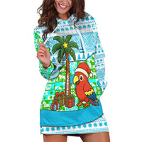 Honduras Christmas Hoodie Dress with Santa Parrot Palm Tree and Tropical Gift Pattern Design - Wonder Print Shop