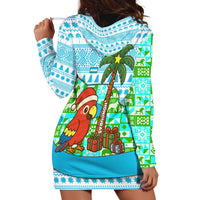 Honduras Christmas Hoodie Dress with Santa Parrot Palm Tree and Tropical Gift Pattern Design - Wonder Print Shop
