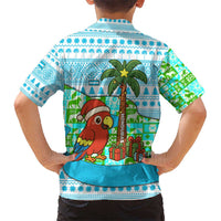 Honduras Christmas Kid Hawaiian Shirt with Santa Parrot Palm Tree and Tropical Gift Pattern Design - Wonder Print Shop