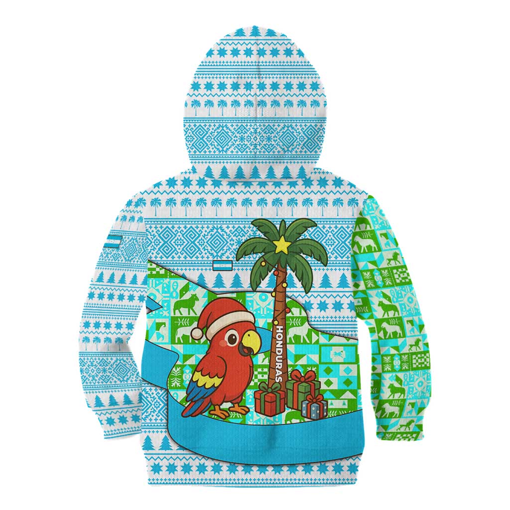 Honduras Christmas Kid Hoodie with Santa Parrot Palm Tree and Tropical Gift Pattern Design - Wonder Print Shop