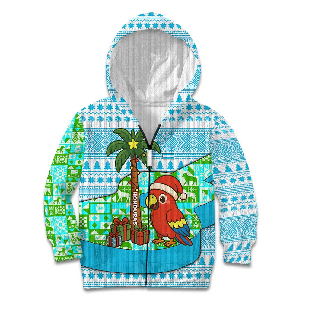 Honduras Christmas Kid Hoodie with Santa Parrot Palm Tree and Tropical Gift Pattern Design - Wonder Print Shop