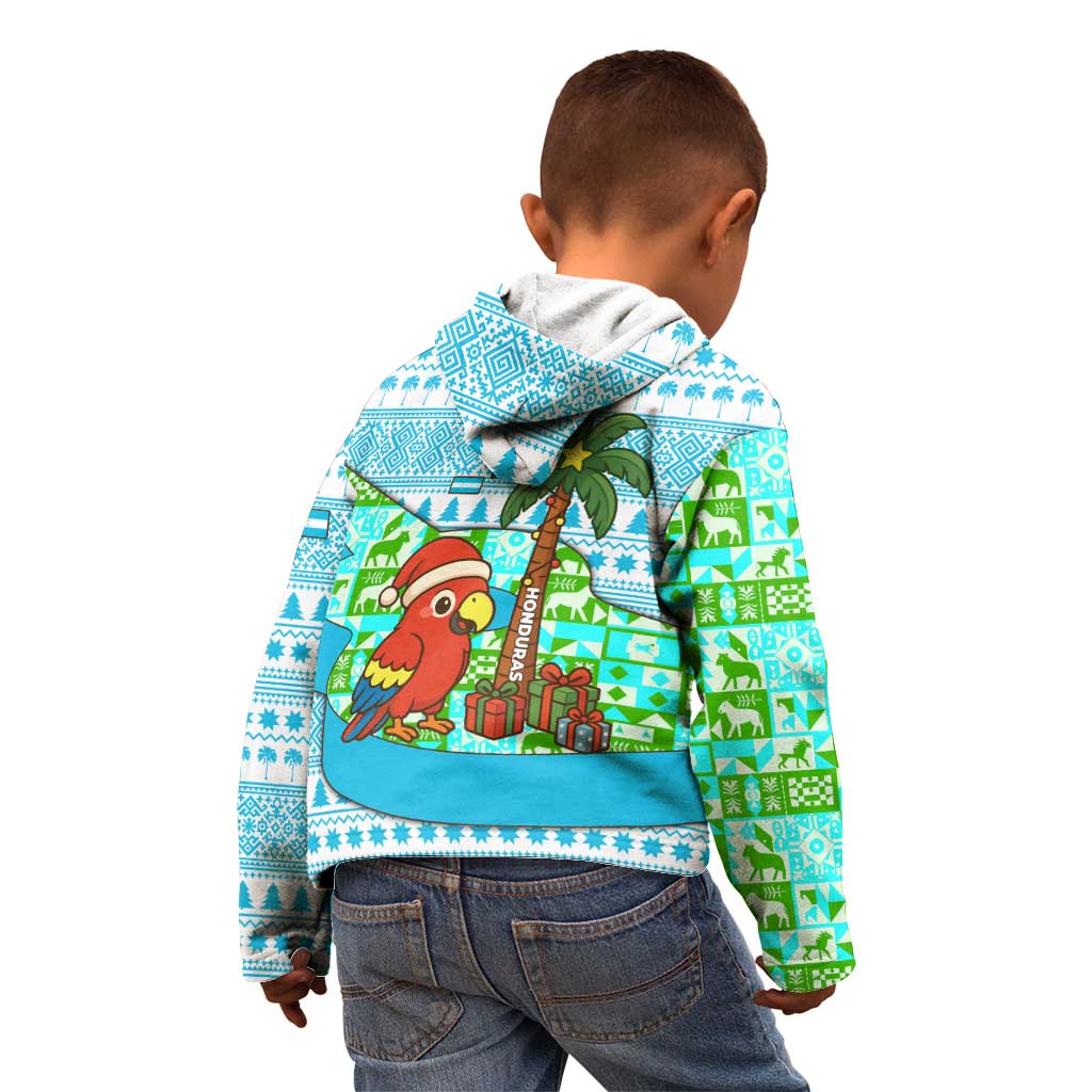 Honduras Christmas Kid Hoodie with Santa Parrot Palm Tree and Tropical Gift Pattern Design - Wonder Print Shop