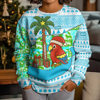 Honduras Christmas Kid Ugly Christmas Sweater with Santa Parrot Palm Tree and Tropical Gift Pattern Design - Wonder Print Shop