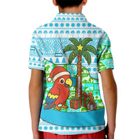 Honduras Christmas Kid Polo Shirt with Santa Parrot Palm Tree and Tropical Gift Pattern Design - Wonder Print Shop