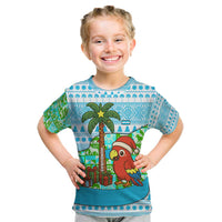 Honduras Christmas Kid T Shirt with Santa Parrot Palm Tree and Tropical Gift Pattern Design - Wonder Print Shop