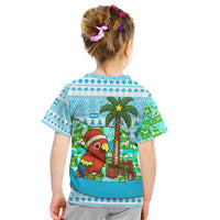 Honduras Christmas Kid T Shirt with Santa Parrot Palm Tree and Tropical Gift Pattern Design - Wonder Print Shop