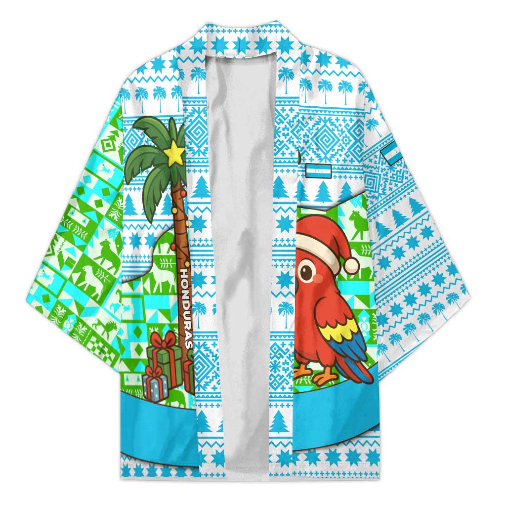 Honduras Christmas Kimono with Santa Parrot Palm Tree and Tropical Gift Pattern Design - Wonder Print Shop