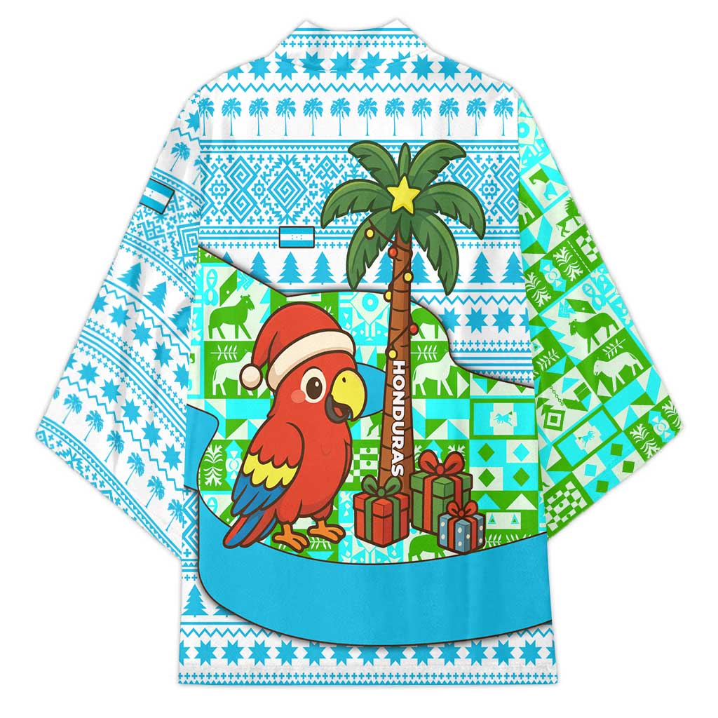 Honduras Christmas Kimono with Santa Parrot Palm Tree and Tropical Gift Pattern Design - Wonder Print Shop
