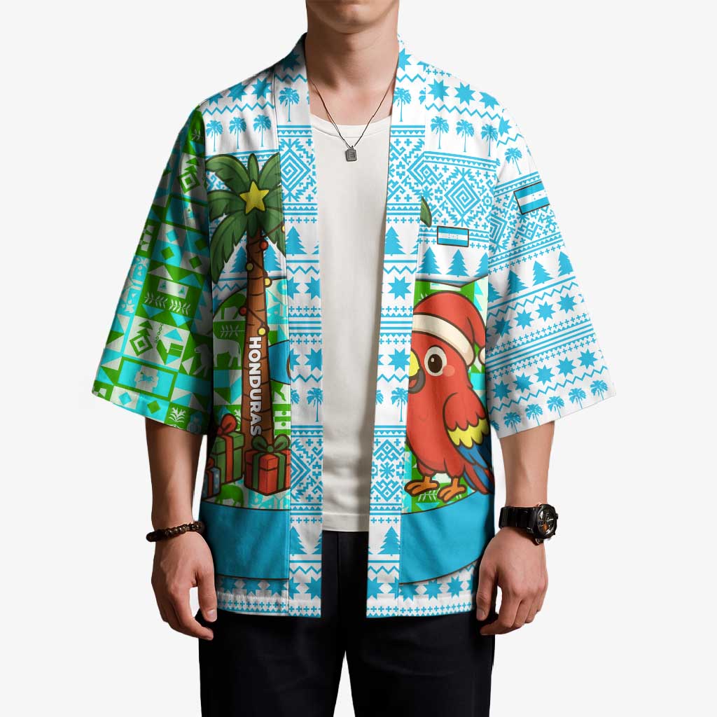 Honduras Christmas Kimono with Santa Parrot Palm Tree and Tropical Gift Pattern Design - Wonder Print Shop