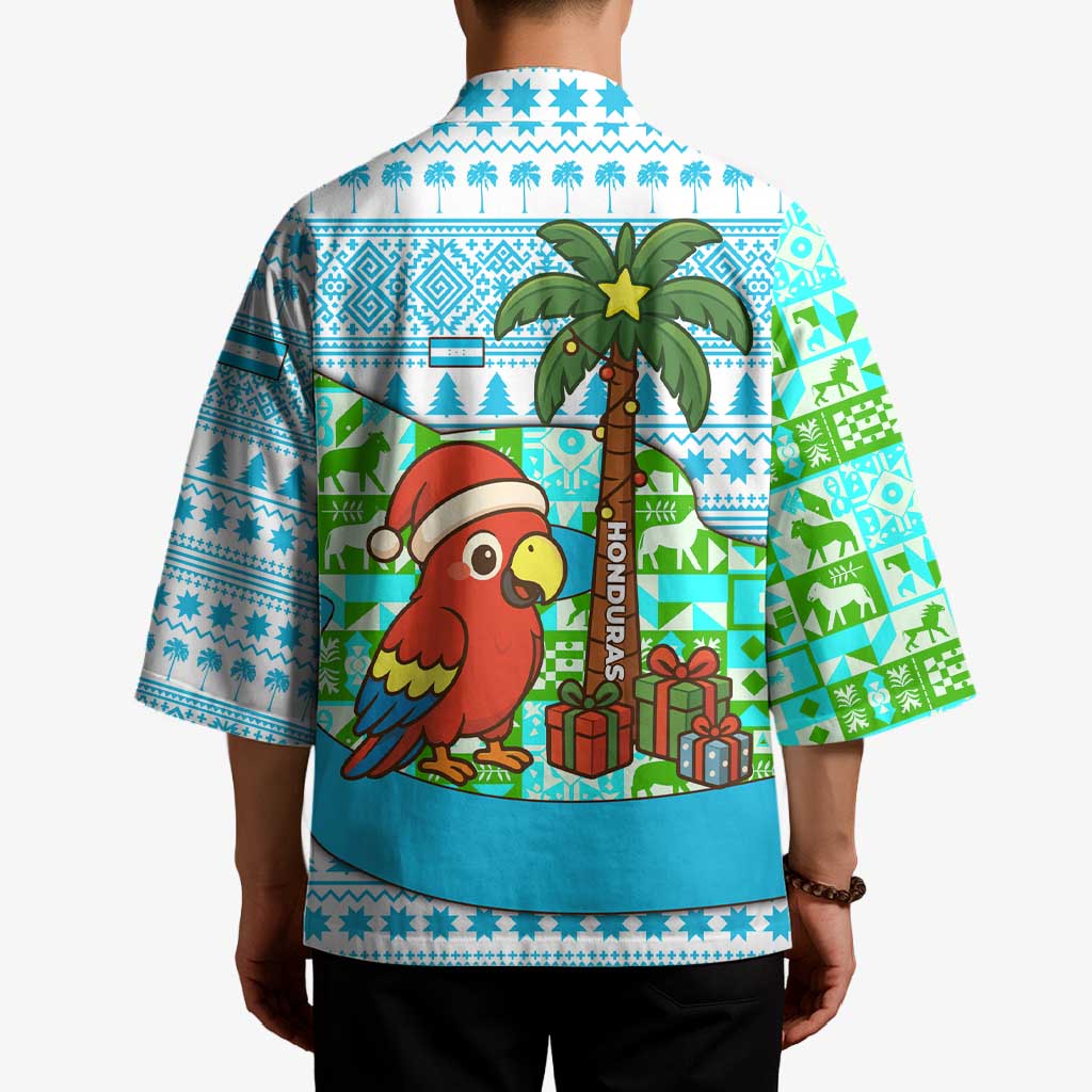 Honduras Christmas Kimono with Santa Parrot Palm Tree and Tropical Gift Pattern Design - Wonder Print Shop