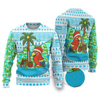 Honduras Christmas Ugly Christmas Sweater with Santa Parrot Palm Tree and Tropical Gift Pattern Design - Wonder Print Shop