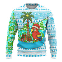 Honduras Christmas Ugly Christmas Sweater with Santa Parrot Palm Tree and Tropical Gift Pattern Design - Wonder Print Shop