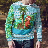 Honduras Christmas Ugly Christmas Sweater with Santa Parrot Palm Tree and Tropical Gift Pattern Design - Wonder Print Shop