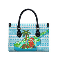 Honduras Christmas Leather Bag with Santa Parrot Palm Tree and Tropical Gift Pattern Design - Wonder Print Shop