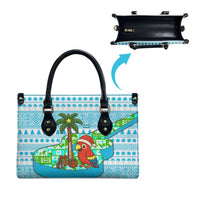 Honduras Christmas Leather Bag with Santa Parrot Palm Tree and Tropical Gift Pattern Design - Wonder Print Shop