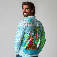 Honduras Christmas Long Sleeve Polo Shirt with Santa Parrot Palm Tree and Tropical Gift Pattern Design - Wonder Print Shop