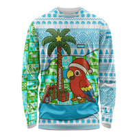Honduras Christmas Long Sleeve Shirt with Santa Parrot Palm Tree and Tropical Gift Pattern Design - Wonder Print Shop