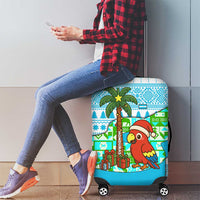 Honduras Christmas Luggage Cover with Santa Parrot Palm Tree and Tropical Gift Pattern Design - Wonder Print Shop