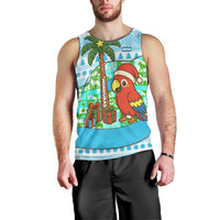 Honduras Christmas Men Tank Top with Santa Parrot Palm Tree and Tropical Gift Pattern Design - Wonder Print Shop