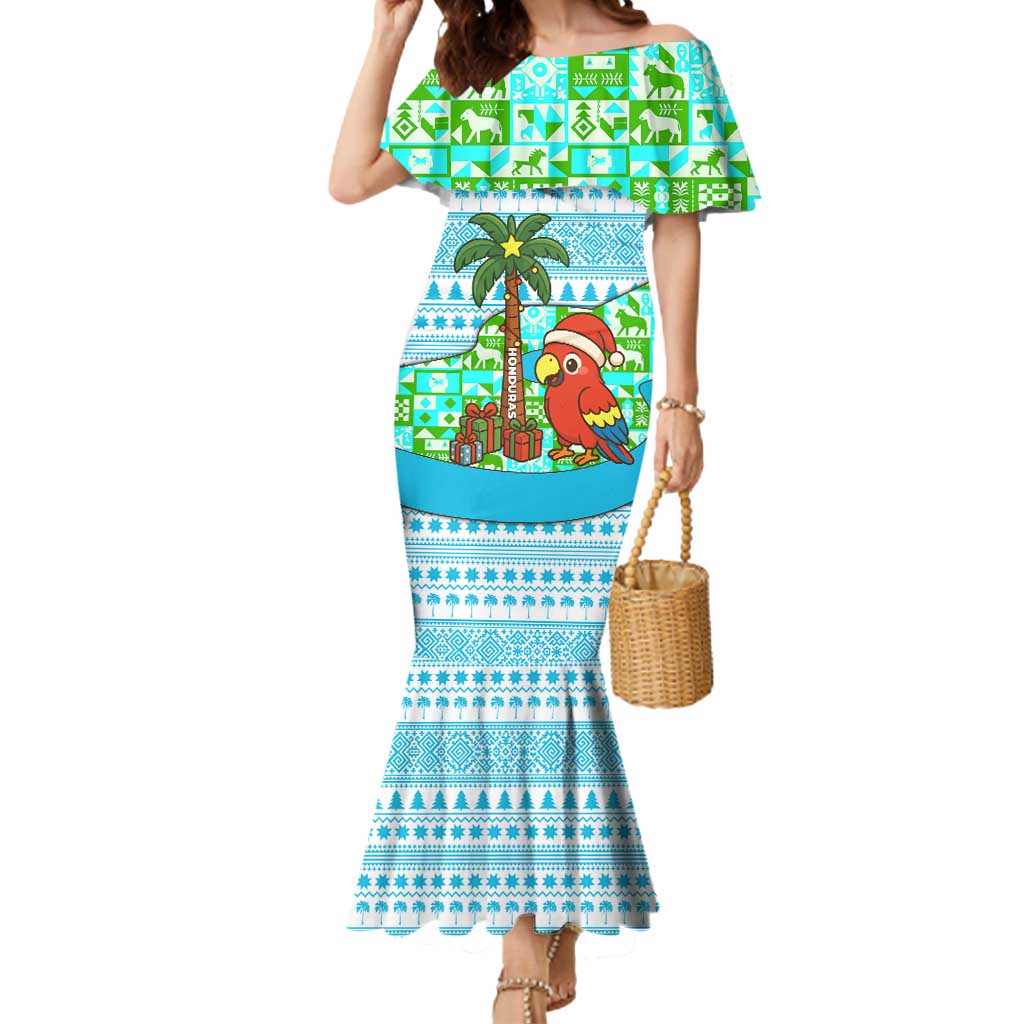 Honduras Christmas Mermaid Dress with Santa Parrot Palm Tree and Tropical Gift Pattern Design - Wonder Print Shop