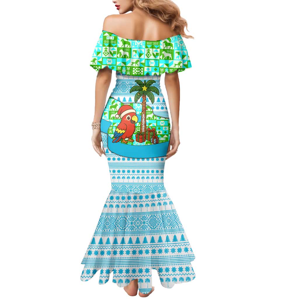 Honduras Christmas Mermaid Dress with Santa Parrot Palm Tree and Tropical Gift Pattern Design - Wonder Print Shop