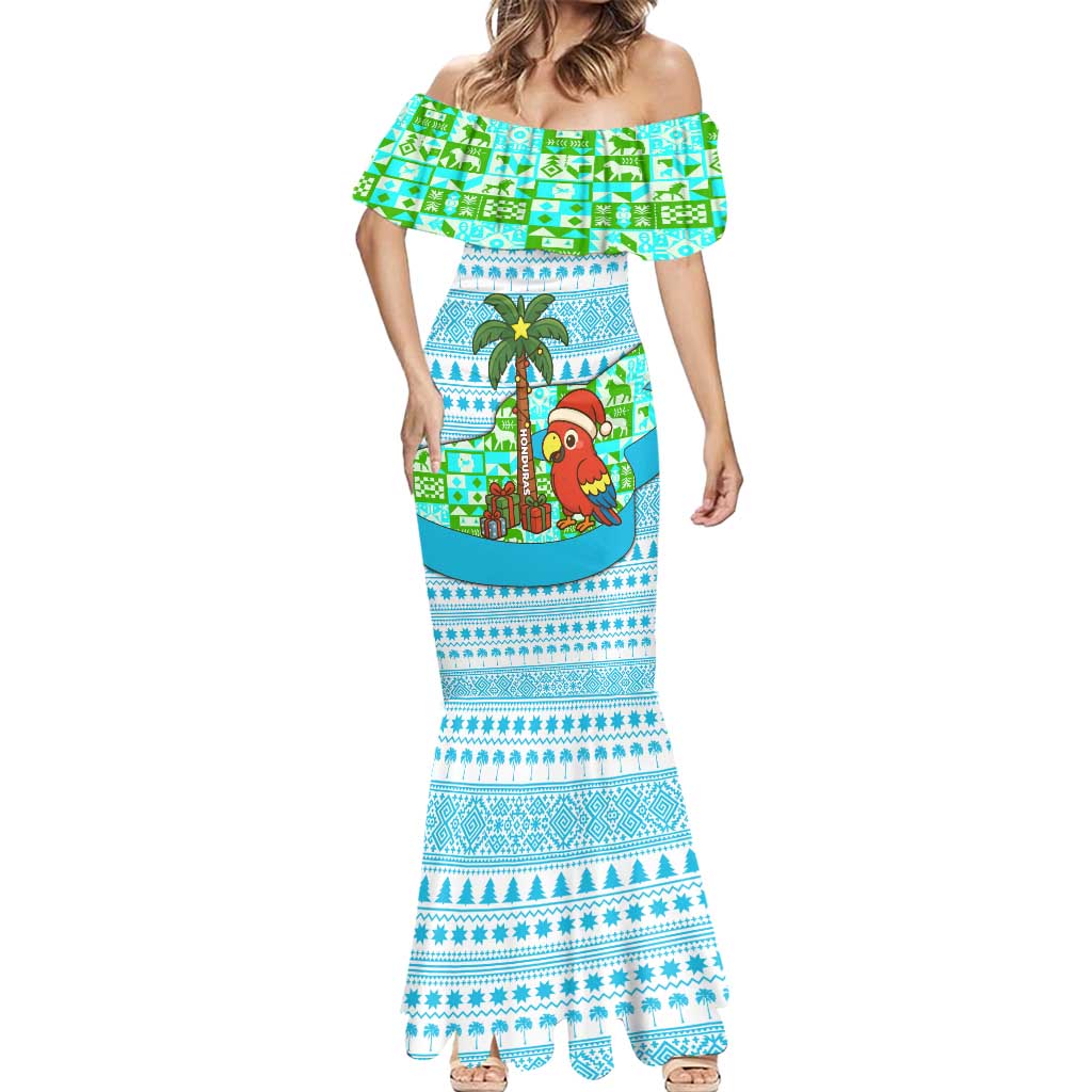 Honduras Christmas Mermaid Dress with Santa Parrot Palm Tree and Tropical Gift Pattern Design - Wonder Print Shop