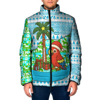 Honduras Christmas Padded Jacket with Santa Parrot Palm Tree and Tropical Gift Pattern Design - Wonder Print Shop