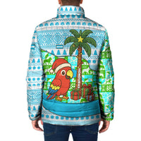 Honduras Christmas Padded Jacket with Santa Parrot Palm Tree and Tropical Gift Pattern Design - Wonder Print Shop