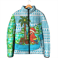 Honduras Christmas Padded Jacket with Santa Parrot Palm Tree and Tropical Gift Pattern Design - Wonder Print Shop