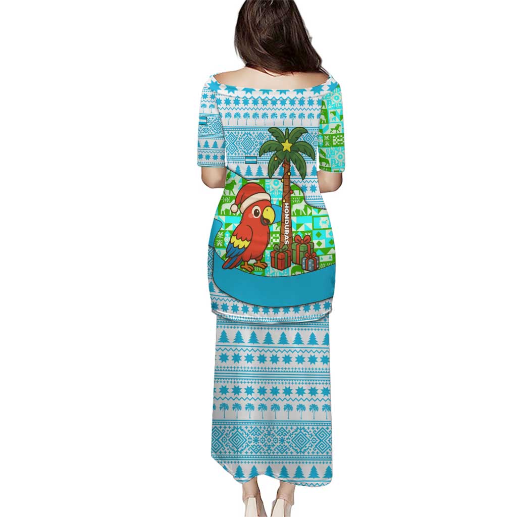 Honduras Christmas Puletasi with Santa Parrot Palm Tree and Tropical Gift Pattern Design - Wonder Print Shop