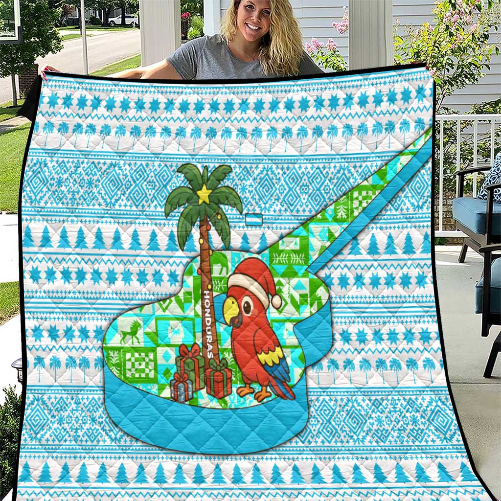 Honduras Christmas Quilt with Santa Parrot Palm Tree and Tropical Gift Pattern Design - Wonder Print Shop