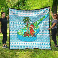 Honduras Christmas Quilt with Santa Parrot Palm Tree and Tropical Gift Pattern Design - Wonder Print Shop