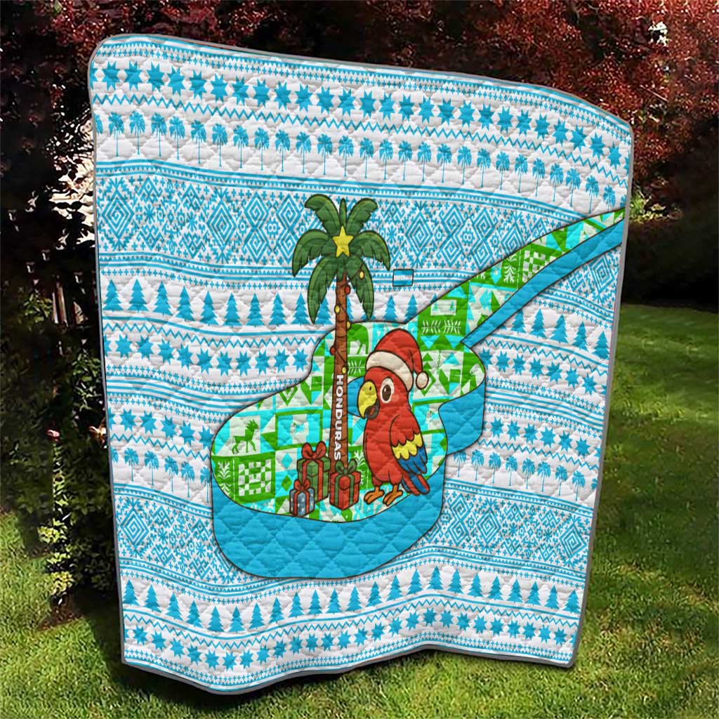 Honduras Christmas Quilt with Santa Parrot Palm Tree and Tropical Gift Pattern Design - Wonder Print Shop