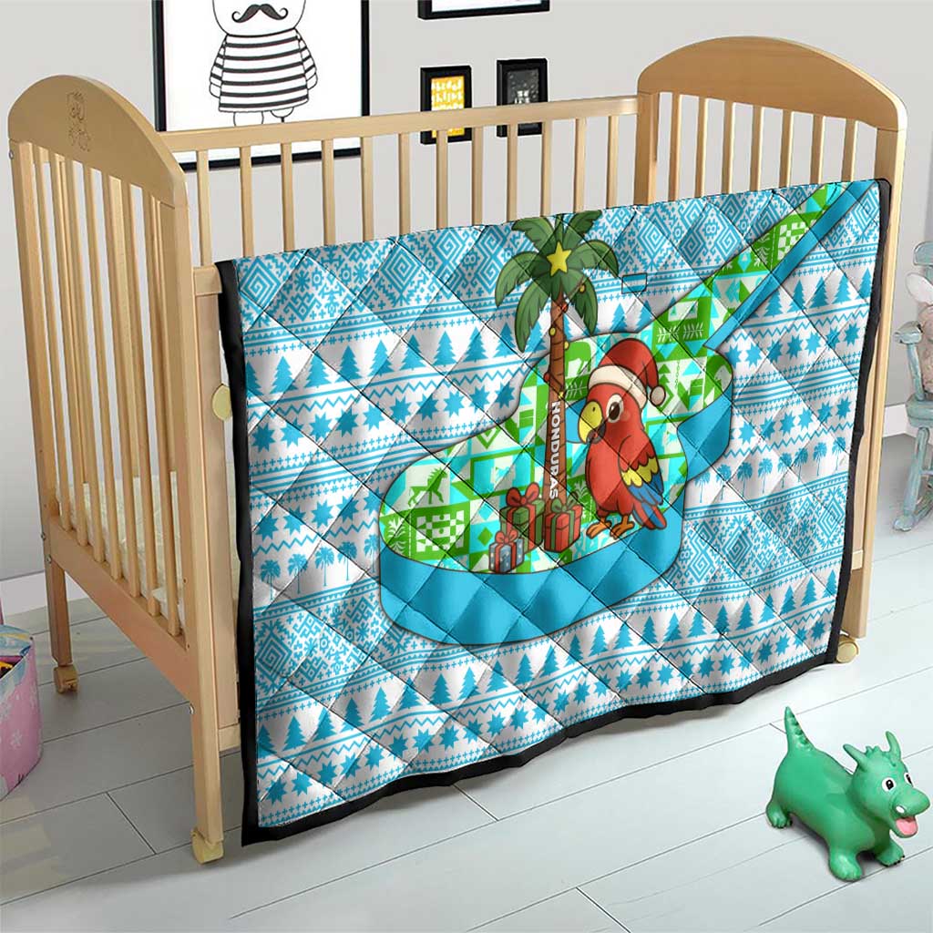Honduras Christmas Quilt with Santa Parrot Palm Tree and Tropical Gift Pattern Design - Wonder Print Shop