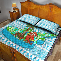 Honduras Christmas Quilt Bed Set with Santa Parrot Palm Tree and Tropical Gift Pattern Design - Wonder Print Shop