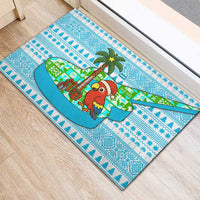 Honduras Christmas Rubber Doormat with Santa Parrot Palm Tree and Tropical Gift Pattern Design - Wonder Print Shop